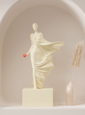 奶油风人物高端艺术摆件客厅酒柜书房玄关高级感雕塑W轻奢家居饰