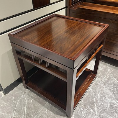 新中式乌金木边几沙发边几角几客厅家用小方M桌实木简约置物茶几