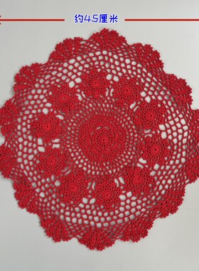 包邮手工钩针钩869NXH花复古北欧镂空森系田J园棉桌布米/白40-50C