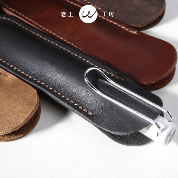 签字笔套保护套钢笔创意礼品笔笔袋手工车纯色缝牛皮复古真皮皮套