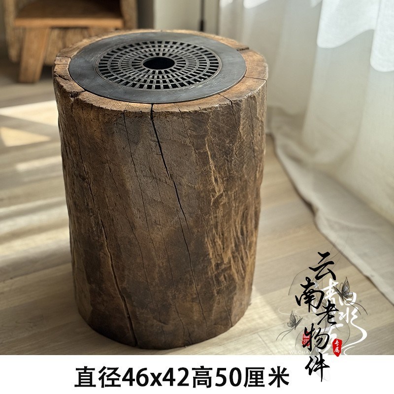云南老物件e户外围炉煮茶碳炉桌圆形茶几烧水炉室内烤火取暖炉子