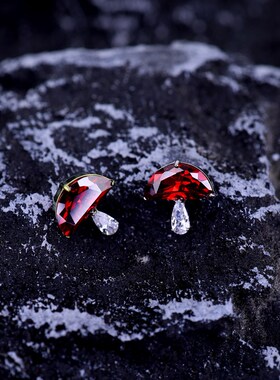 Shinma F-136可爱红色小蘑菇 E可爱少女俏皮内螺纹日韩耳钉耳骨钉