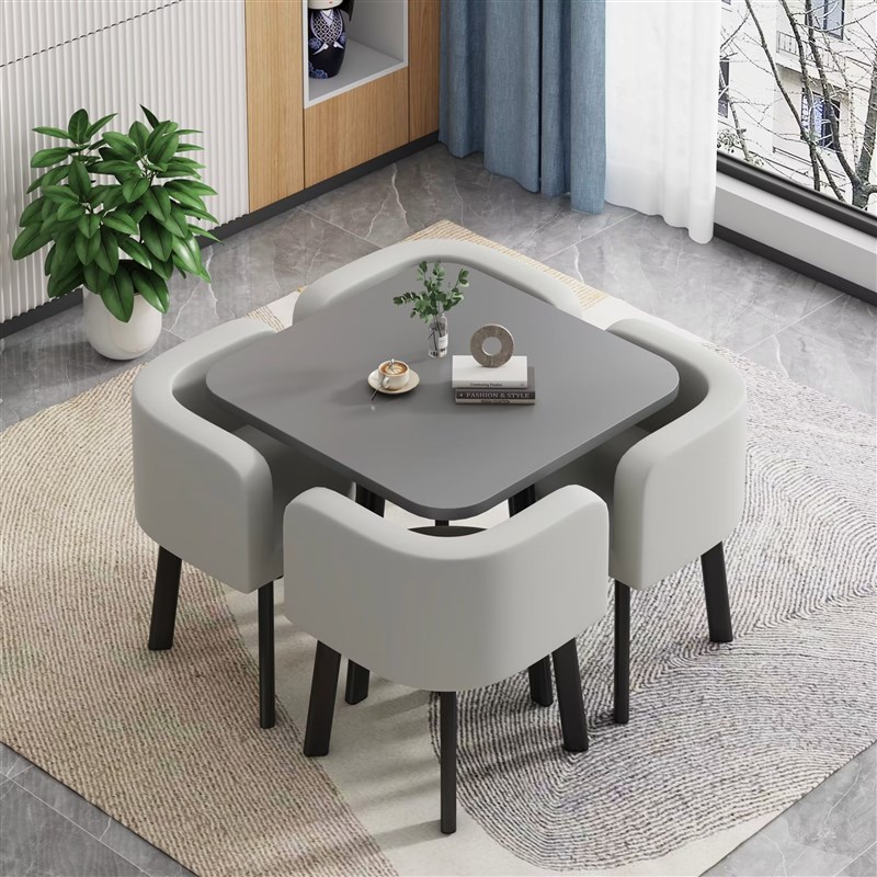 简约商务洽谈接待桌椅组合店面休息区会客桌办公室休Z闲一桌四椅