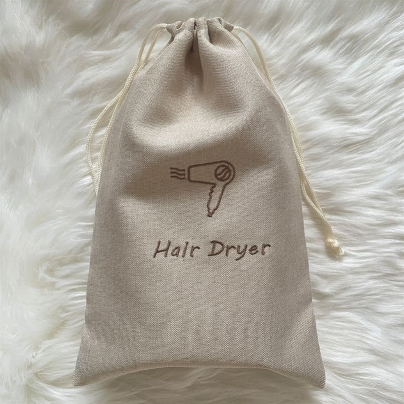 黑色丝绒吹风机收纳袋酒店宾馆通用天鹅绒防N尘束口袋定制Logo