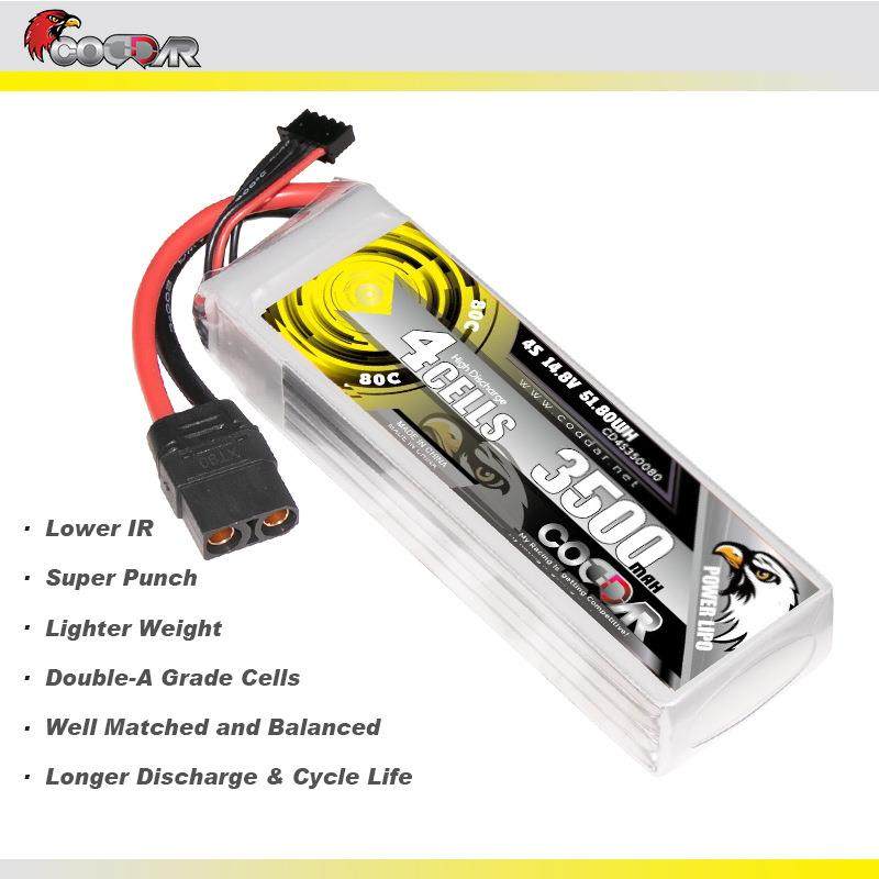 CODDAR鹰氪 3500MAH 4S 14.8V 80C 船模RC车模 航模固定翼锂电池