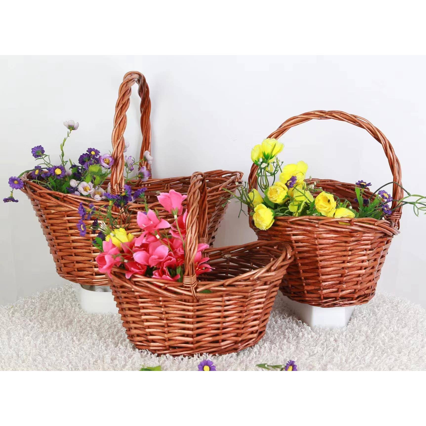 柳编水果篮藤编送礼品篮子手提鸡蛋篮 礼品篮包装篮 野餐篮购物篮