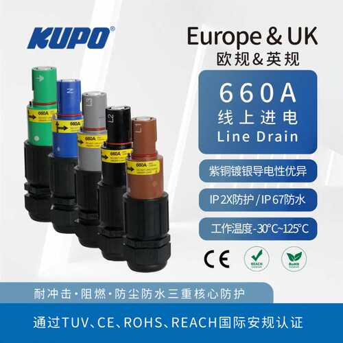 KUPO CE工业工业连接器660A液冷负载通用P3 ITT Powersafe IP67