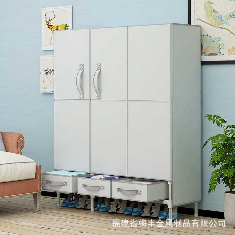代发开门型简易布衣柜家用挂衣服布艺衣橱112CM配送3个收纳盒