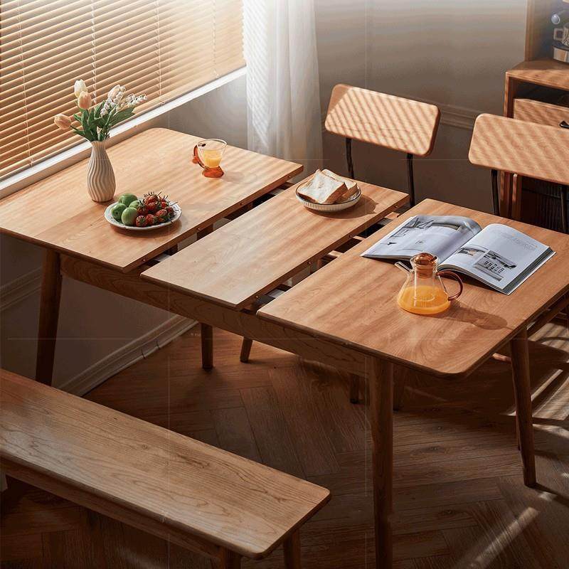北欧实木伸缩餐桌小户型餐桌椅组合折叠家用日式原木餐桌伸缩饭桌