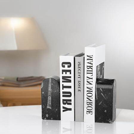 简约大理石书靠天然矿石书档书房桌面客厅装饰几何体软装现代摆件