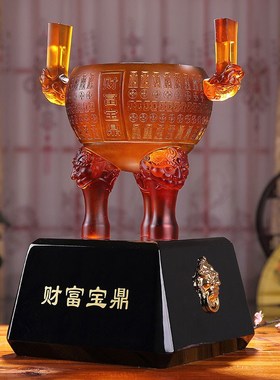 公司开业礼物聚宝盆桌面摆件招财聚财领导办公室摆饰工艺品琉璃鼎