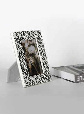 简约现代创意抽象条纹相框样板间书房卧室客厅书柜桌面装饰品摆件