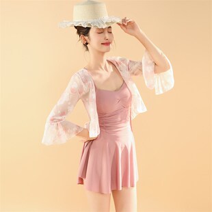 两件套 罩衫 花房姑娘连体泳衣女遮肚显瘦保守2025新款 夏高级感长袖