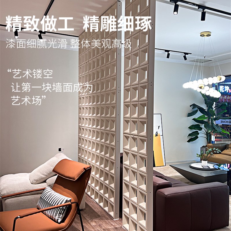 PU斜梯水泥构件九宫格水泥空心砖隔断墙体展厅会所室内外背景装饰