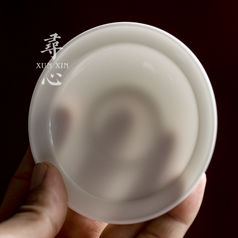 手工白瓷杯垫茶道茶杯托甜白玉瓷茶托茶垫隔热功夫茶具配件零配