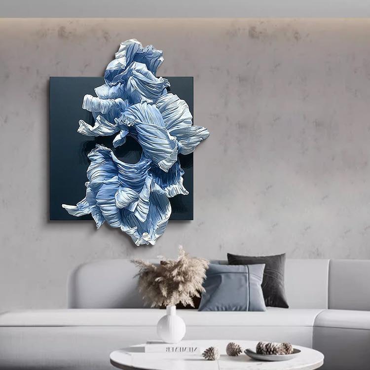 高端大气别墅装饰画抽象装置简约艺术吊饰立体画布艺玄关商场壁画
