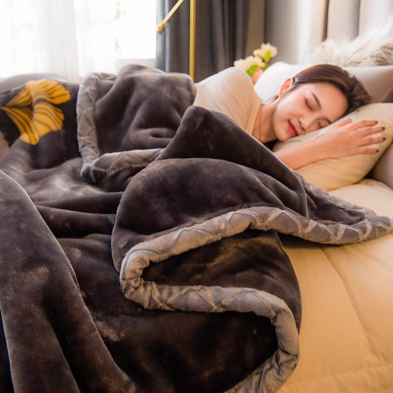 拉舍尔毛毯被子冬季加厚双层珊瑚绒毯子床单人法兰加绒盖毯床上用