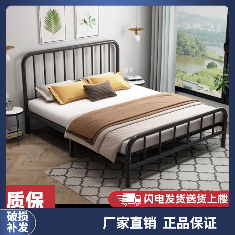 现代简约双人铁床加粗加厚家用铁艺床成人儿童单人钢架床铁架子床