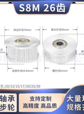 同步带轮S8M26齿张紧齿宽27/32内孔5/6/8/10/15/1720齿形带同步轮