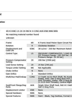 Danfoss 丹佛斯 开路活塞泵 7004236 -系列45 K框架 38cc液压泵
