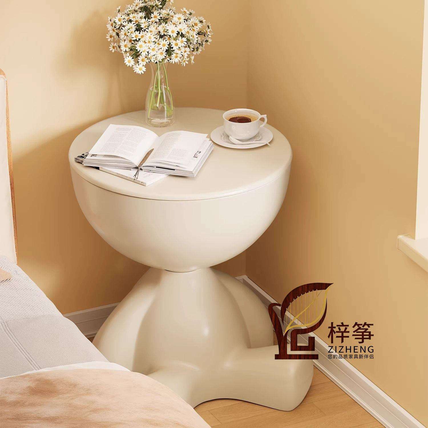 奶油床头柜移动小平头茶几客厅沙发小户型家用卧室床头