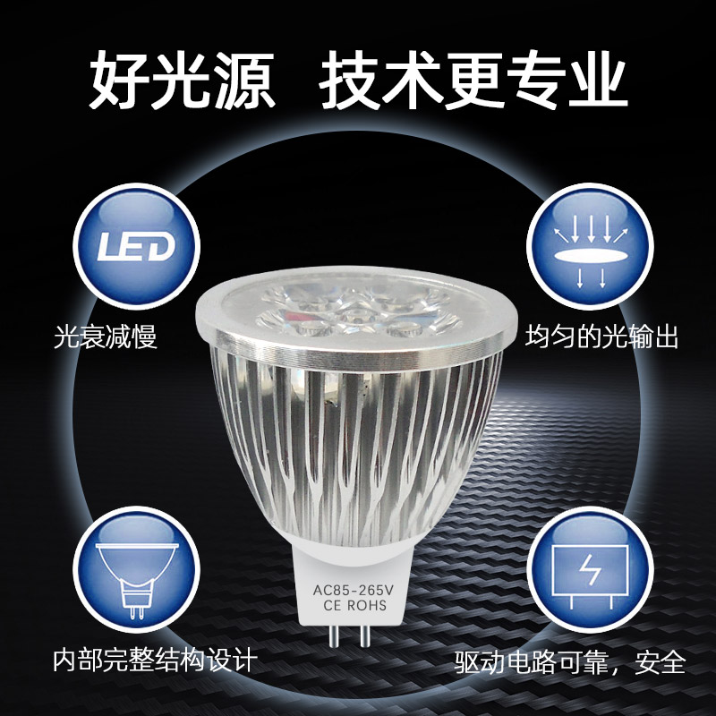 LED灯机床工作灯芯车床台灯射灯泡24V36V110v220V插脚5.3灯杯3W5W图片