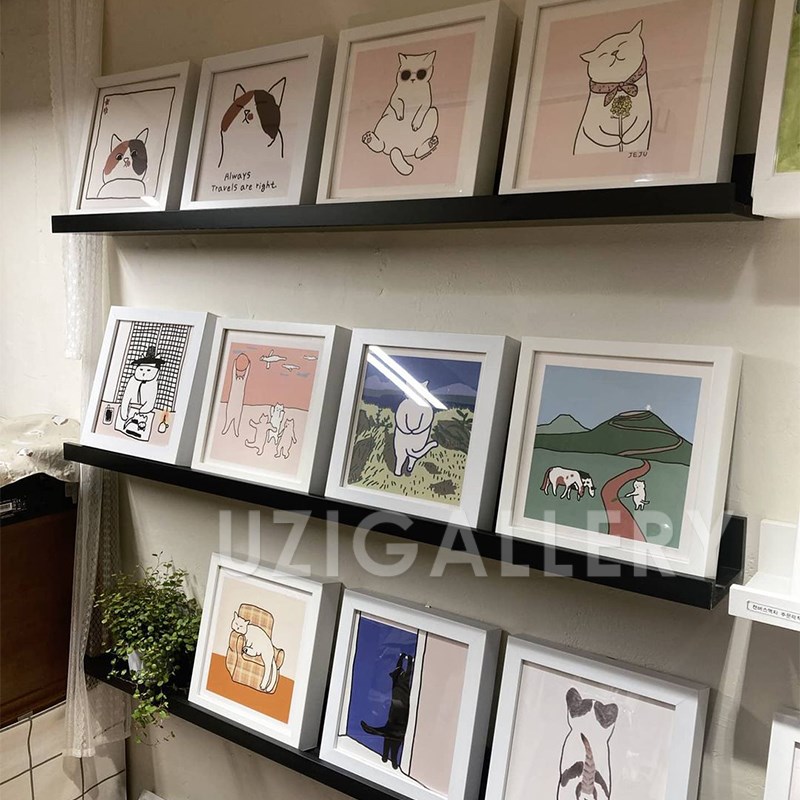 日式和风沙发喵装饰画 猫咖宠物店猫咪有框画儿童房床头挂画图片