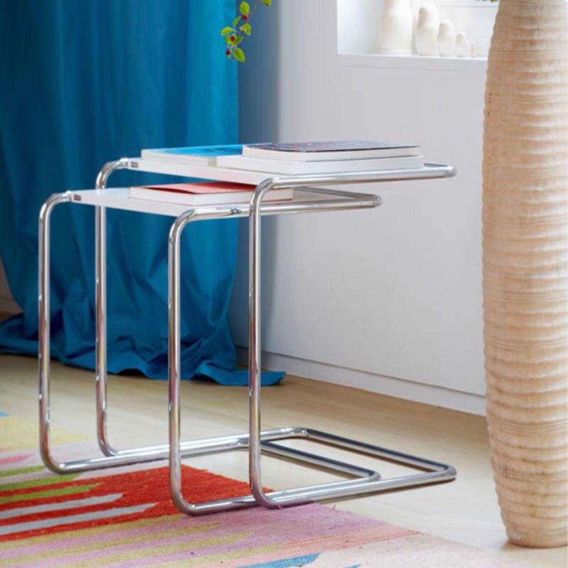 B97 Side Table边几简约设计师中古风咖啡不锈钢套几板面沙发角几