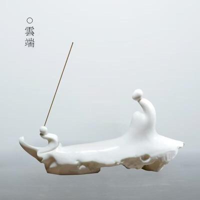 仟信修禅意境陶瓷无相佛人物摆件线香插客厅茶道白瓷禅意香插