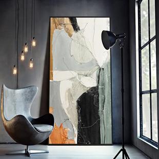 油画挂画客厅落地装饰画玄关走廊过道画竖版现代轻奢简约巨幅壁画