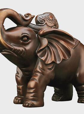 纯黄铜招财大象摆件一对吸水象客厅玄关家居乔迁新居装饰工艺礼品