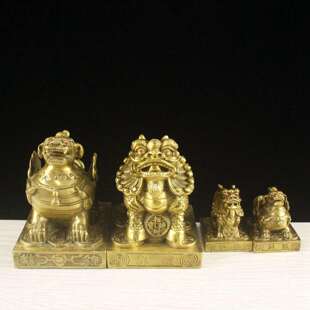 小号铜貔貅一对单角双角皮休摆件办公室客厅金属工艺品