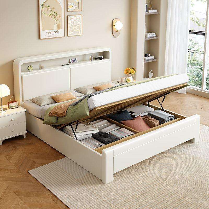 实木床白色奶油床主卧储物婚床单人现代简约米主卧单床简约现代