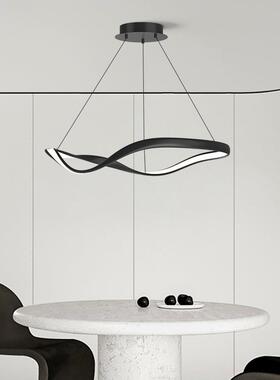 黑色极简主灯意式客厅灯设计感餐厅卧室吊灯现代简约圆形大厅灯具