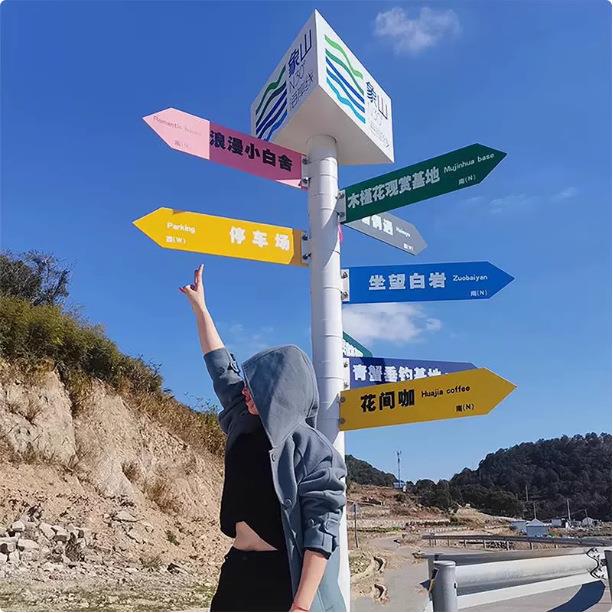 网红公园打卡路牌指示牌我想你拍照导向牌路标牌景区户外立牌立柱