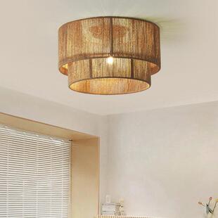 日式绳编吸顶灯客厅卧室餐厅民宿茶室装饰灯奶油风艺术创意麻绳灯