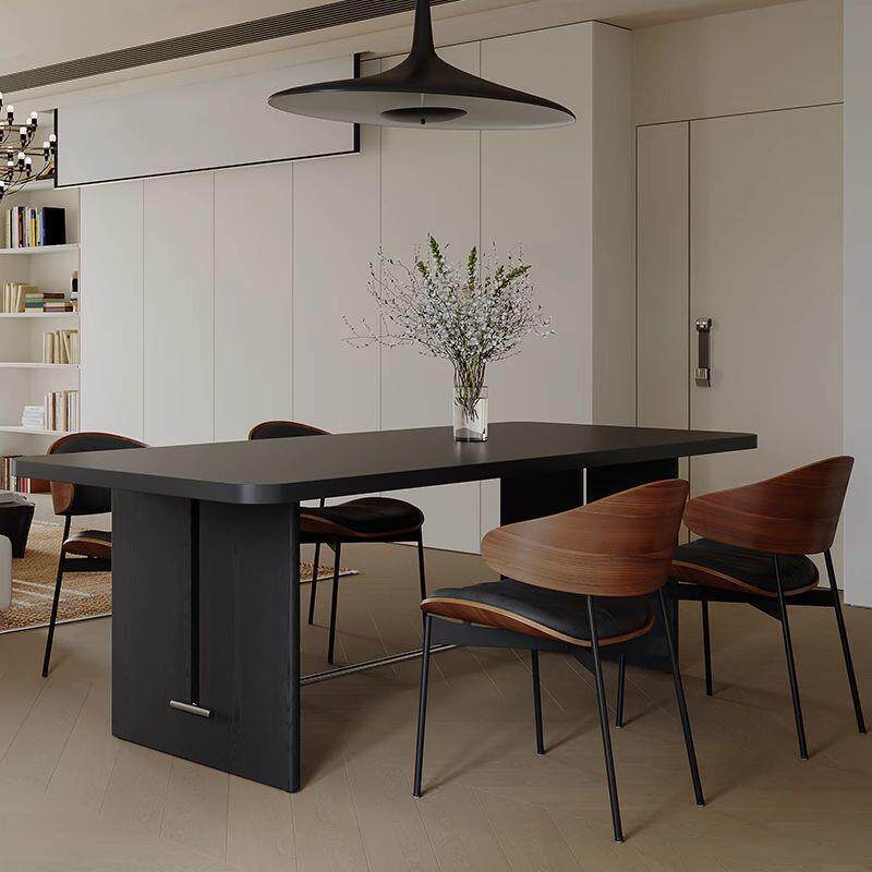 博宇家具简约古风现代岩板实木餐桌椅组合小户型复古长方形家用