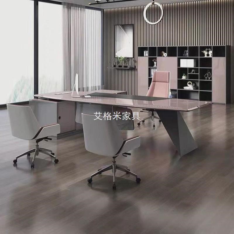 钢琴烤漆办公桌现代化高档老板桌轻奢女总裁桌时尚白领经理大班台