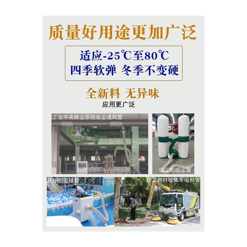 。PU聚氨酯吸尘管软管木工吸尘机管透明镀铜钢丝吸料送料伸缩风管