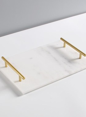 北欧式天然大理石托盘首饰盘甜品盘浴室置物香薰托盘家居装饰摆件