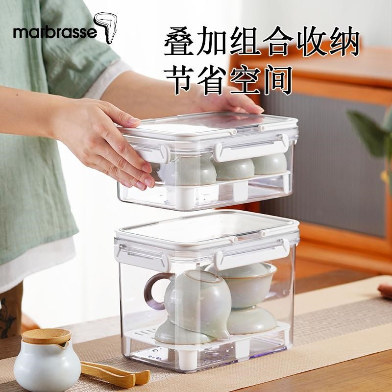 茶具茶杯收纳盒防尘透明放装杯子置物架户外便携功夫茶壶酒杯带盖