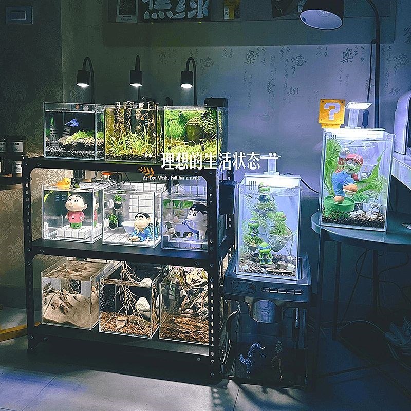 蜡笔小新鱼缸造景摆件装饰用品可爱小新斗鱼造景摆件高级鱼缸装饰