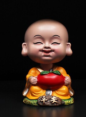 小沙弥车载摇头摆件一禅淡定新款汽车饰品一休淡定点头小和尚禅意