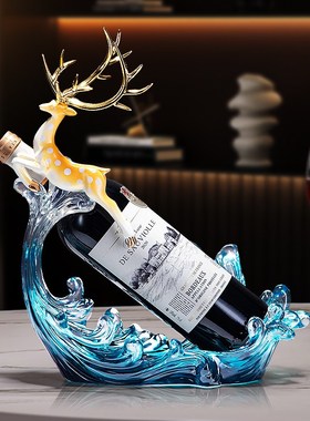 一鹿风生水起红酒架摆件酒柜装饰品红酒架轻奢高档大气客厅家居