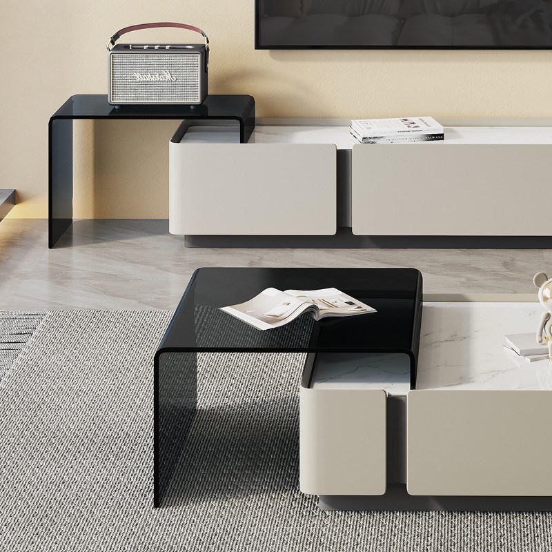 卡士其茶几电视柜组合现代简约家用客厅意式极简轻奢风小户型