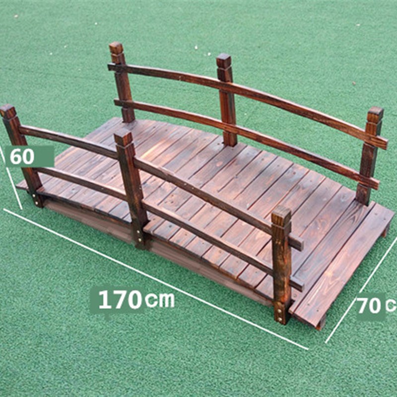 碳化实木小桥庭院花园木制t小拱桥池塘小溪木桥景观桥道具桥可走