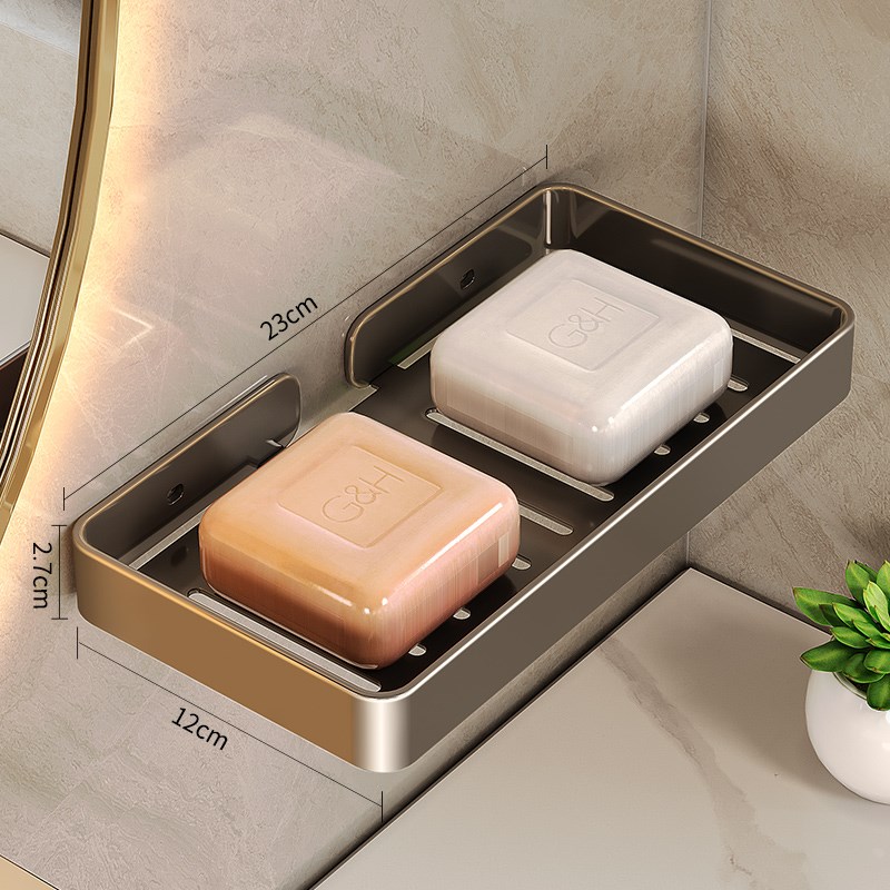 不锈钢免打孔肥皂盒 壁挂式香皂盒 卫生间置物架洗手间.沥水架挂