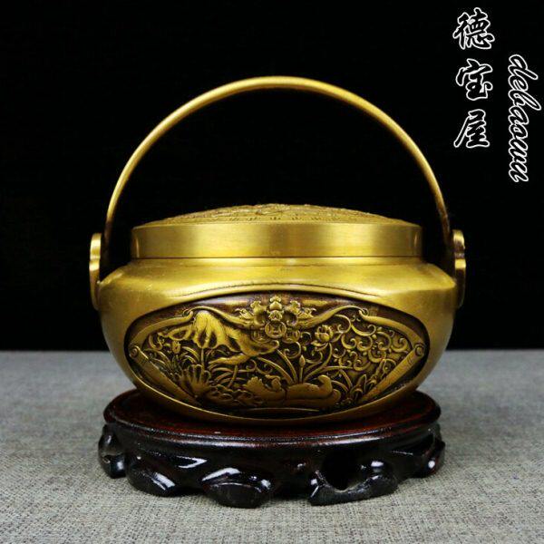 火铜结婚炉大号火炉手铜手炉熏香炉铜铳旺炉铜冲手提盆炉暖手炉火
