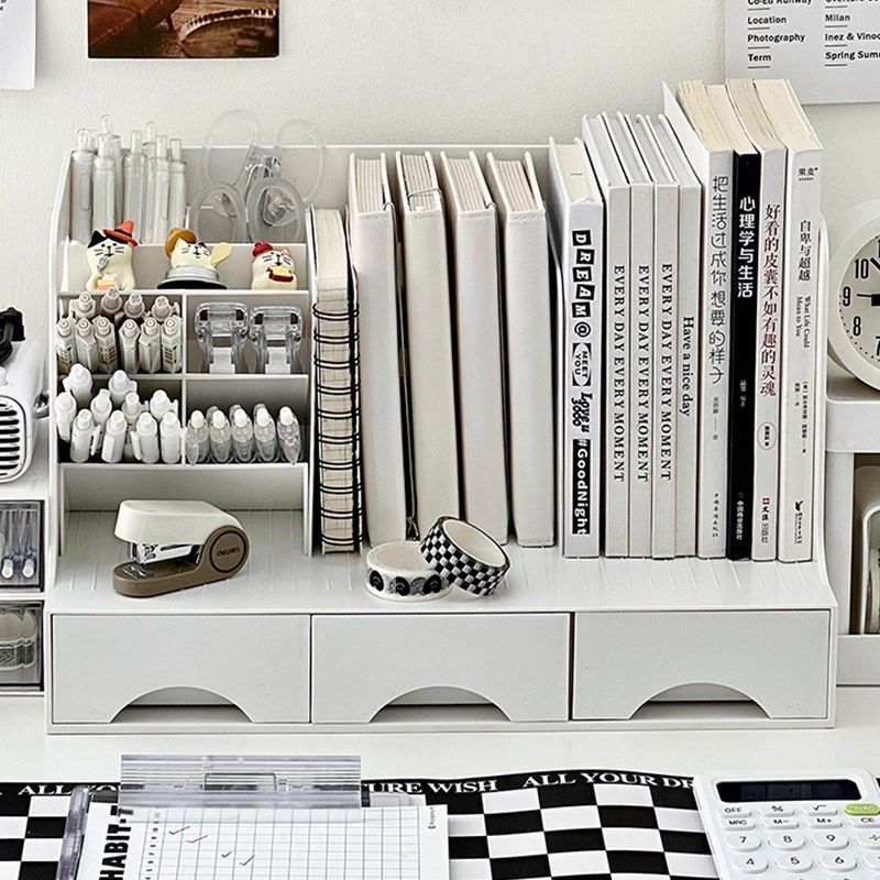 桌面收纳盒抽屉式带笔筒学生书桌文具书立架办公室文件整理置物架,收纳整理,桌面收纳盒,淘宝优惠券,粉丝福利购,淘宝优惠卷