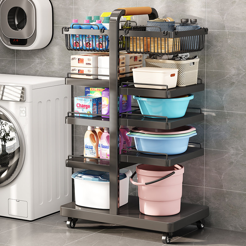 卫生间置物架落地式多层脸盆架可调节浴室阳N台洗衣机旁盆桶收纳